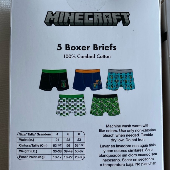 NIB - Minecraft Boys Boxer Briefs 5pk Size 4 by Handcraft - Picture 3 of 4